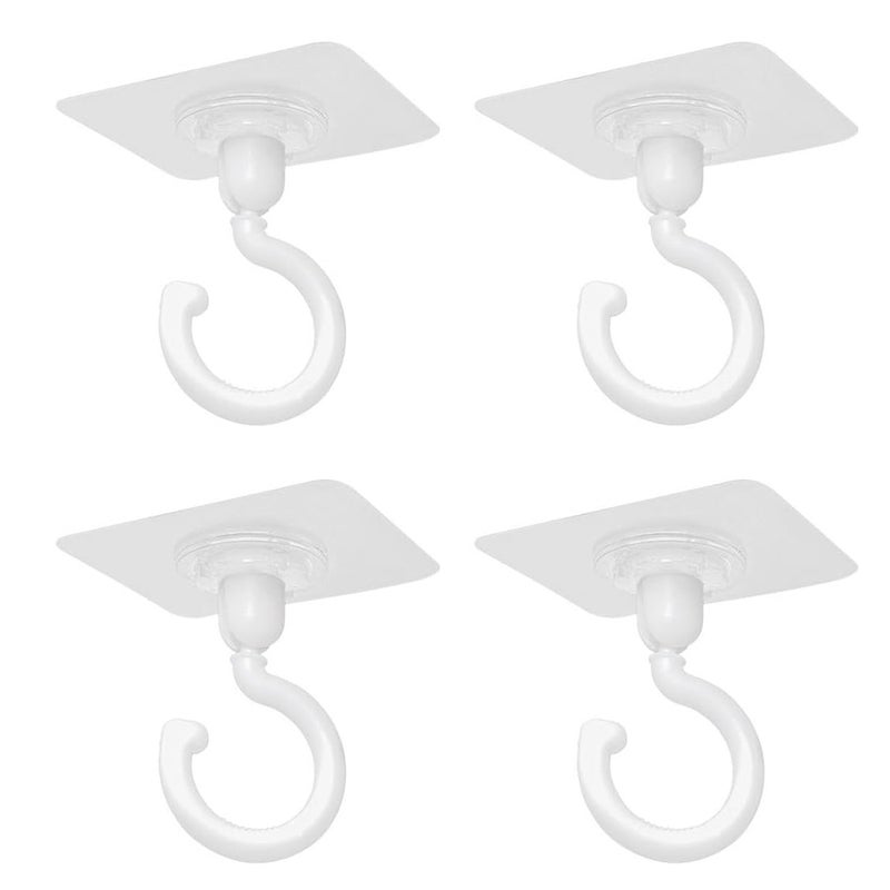 Zestaw 4 bezszwowych haczyków ściennych, obrotowe o 360° haczyki sufitowe, haczyki na ręczniki, wodoodporne haczyki samoprzylepne, białe