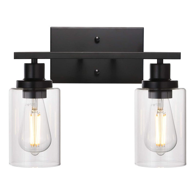 Czarny kinkiet łazienkowy, oświetlenie toaletki, szklany klosz, kinkiet ścienny w stylu vintage, wewnętrzne kinkiety do łazienki