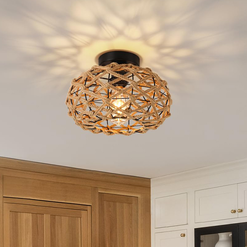 Lampa sufitowa z rattanu żyrandol stylu bohemy lampa wisząca stylu industrialnym sufitowa Wabi sabi gospodarstwa sypialni przedpokoju wejścia kuchni