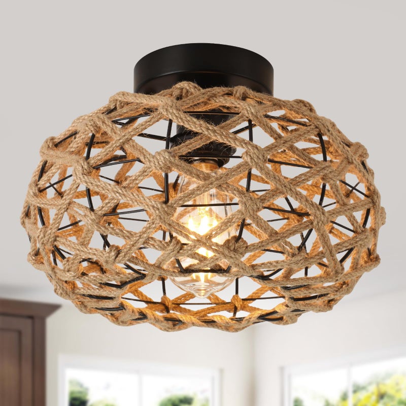 Lampa sufitowa z rattanu żyrandol stylu bohemy lampa wisząca stylu industrialnym sufitowa Wabi sabi gospodarstwa sypialni przedpokoju wejścia kuchni