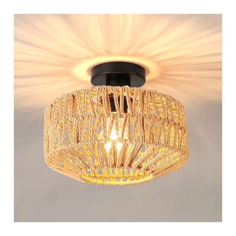 Lampa sufitowa z rattanu żyrandol stylu bohemy lampa wisząca stylu industrialnym sufitowa Wabi sabi gospodarstwa sypialni przedpokoju wejścia kuchni