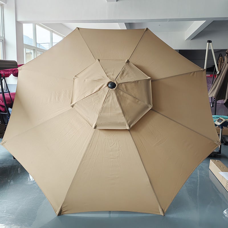 Płótno zamienne do parasola dwuwarstwowego, ochrona UV, wodoodporne, płótno do parasola z 8 prętami, khaki (tylko płótno do parasola, 2,7 m)
