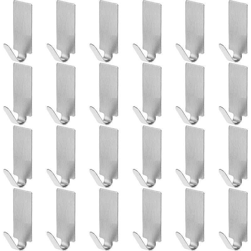 Zestaw 24 samoprzylepnych haczyków ściennych, haczyki samoprzylepne do kuchni i łazienki, wieszak na ręczniki bez wiercenia, ze stali nierdzewnej