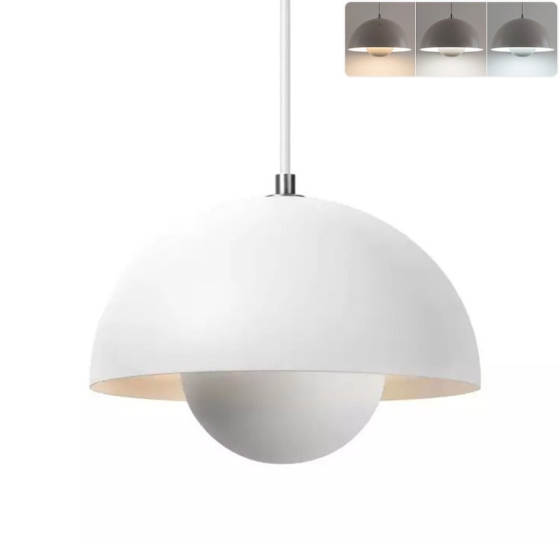 Żyrandol, nowoczesna lampa wisząca, plafon sufitowy z żarówką, oświetlenie do dekoracji wnętrz, 3 temperatury barwowe, 23 cm (biały)
