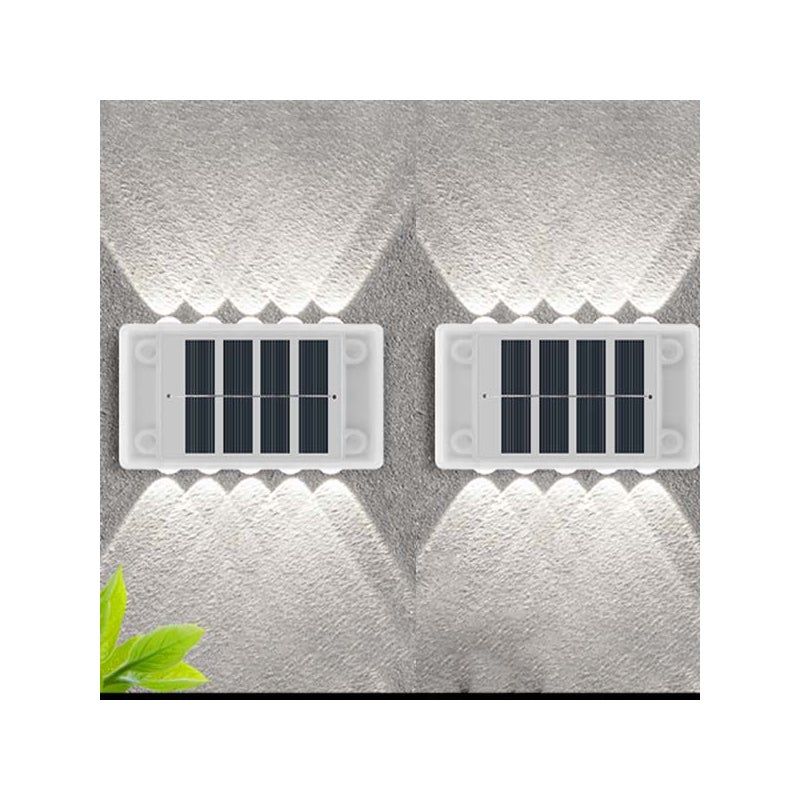 Zestaw 2 Solarnych Lamp Ściennych - 10 LED, Wodoodporna Lampa Ścienna, Białe Światło, Nastrojowe Światło do Balkonu/Alejki/Nowoczesnego Ogrodu