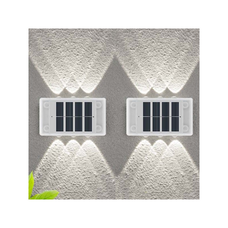 Zestaw 2 Solarnych Lamp Ściennych - 6 LED Wysokiej Jasności, Podwójne Oświetlenie Góra/Dół, Wodoodporne, Idealne do Aranżacji Przestrzeni Zewnętrznych