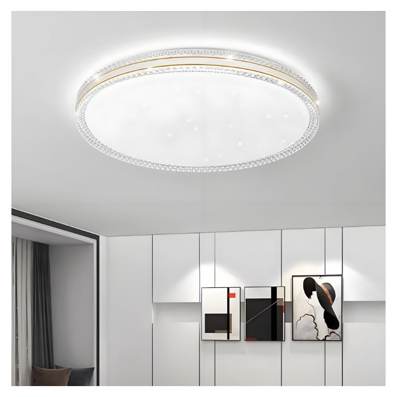 Kryształowa lampa sufitowa LED 48 W, nowoczesna lampa sufitowa LED, okrągły żyrandol LED energooszczędny, światło białe 6000 K, φ 40 cm