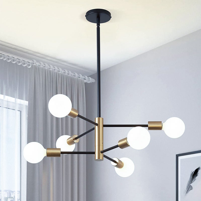 Żyrandol nowoczesny Sputnik plafon z źródłami światła w stylu Mid Century przemysłowa lampa wisząca w stylu retro żyrandol światło białe z żarówkami