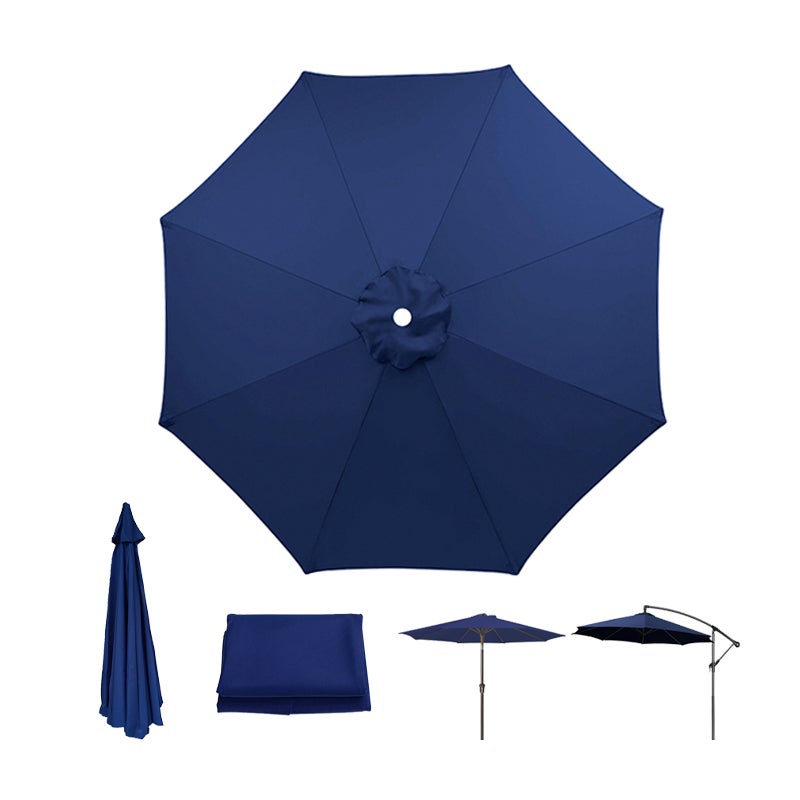 Płótno zamienne do parasola tarasowego, ochrona UV, wodoodporne, płótno do parasola z 8 żebrami, granatowe (tylko płótno do parasola, 2,3 m)