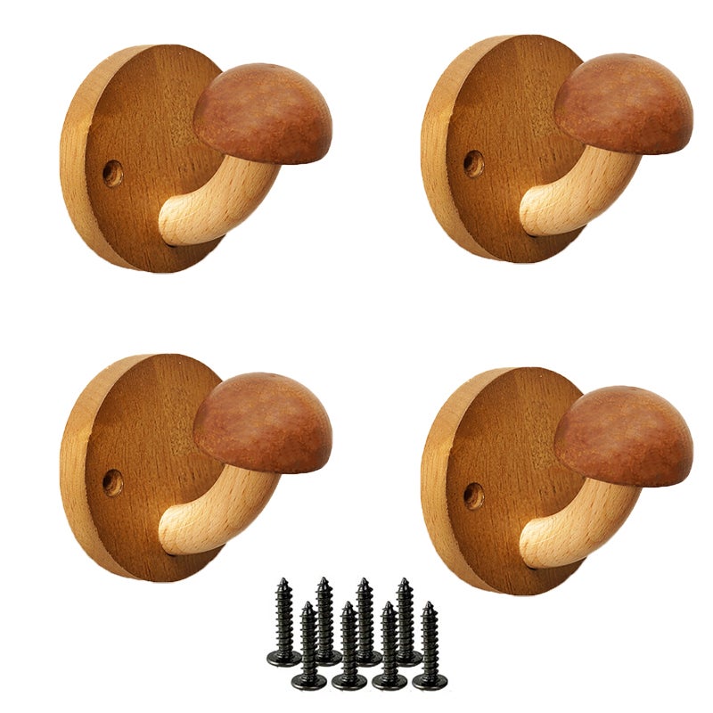 4 sztuki wieszaków ściennych, haczyki ścienne w kształcie grzybów, wieszak na ręczniki ścienny z 16 śrubami, wymaga wiercenia, brązowy