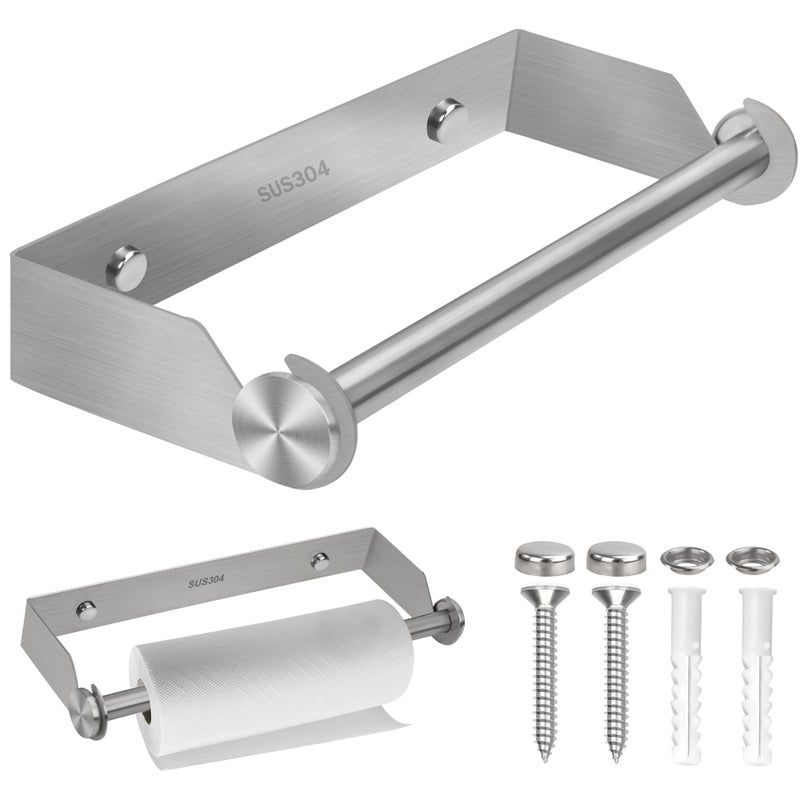 Uchwyt na ręcznik papierowy ścienny ze stali nierdzewnej, dozownik o długości 28 cm, uchwyt na rolkę papieru toaletowego do łazienki, srebrny