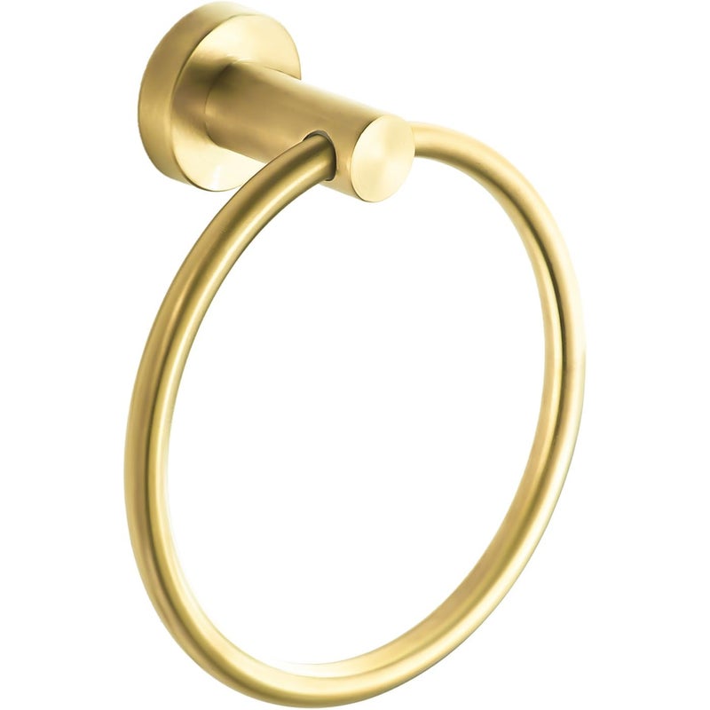 Złoty wieszak na ręczniki, szczotkowany złoty pierścień na ręcznik do montażu na ścianie do łazienki, kuchni, wykonany z wytrzymałej stali nierdzewnej