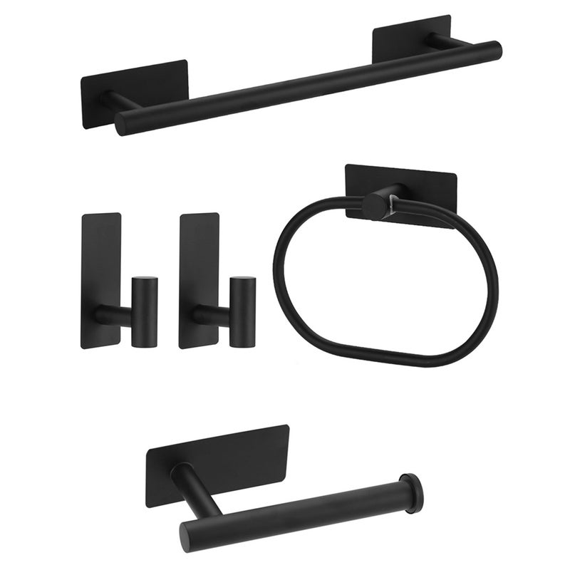 Zestaw ściennych uchwytów ręczniki łazienkowe akcesoria łazienkowe pierścienie ręczniki stali nierdzewnej bez konieczności wiercenia otworów czarne