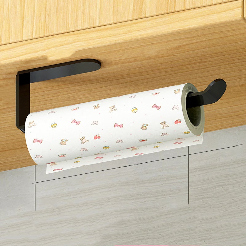 Podwójny, montowany na ścianie wieszak na ręczniki kuchenne, do montażu z użyciem wiertarki/bez gwoździ, 28 cm, czarny (z otworami)