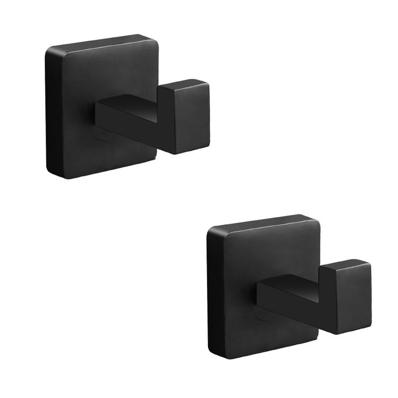 Kwadratowy haczyk perforowany ze stali nierdzewnej, haczyk na ręczniki do rąk i kąpielowe, czarny, 2 sztuki