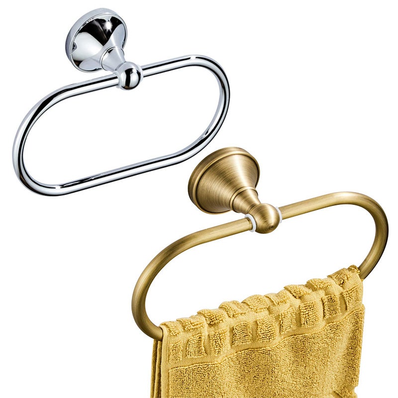 2-częściowy, owalny wieszak na ręczniki w stylu europejskim, retro, ścienny, złoty i srebrny