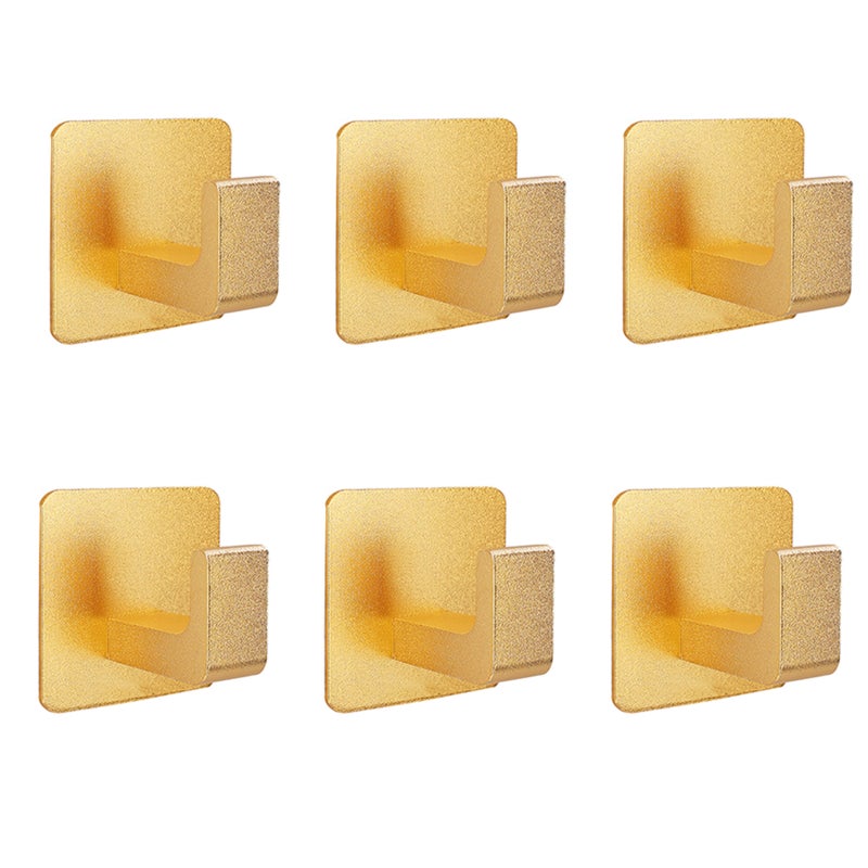 Samoprzylepne kwadratowe haczyki na ręczniki, haczyki ścienne do łazienki, wieszaki na ubrania, bez konieczności wiercenia, zestaw 6 sztuk, złote