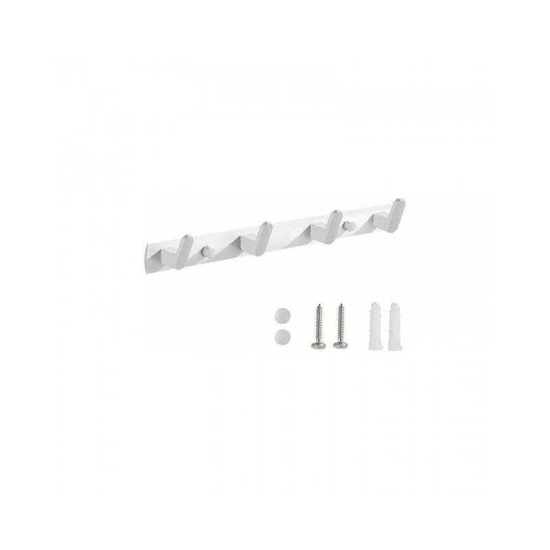 Wieszak ścienny do łazienki, haczyk ścienny, wieszak na ręczniki, wieszak z 4 haczykami, do łazienki, przedpokoju (biały)