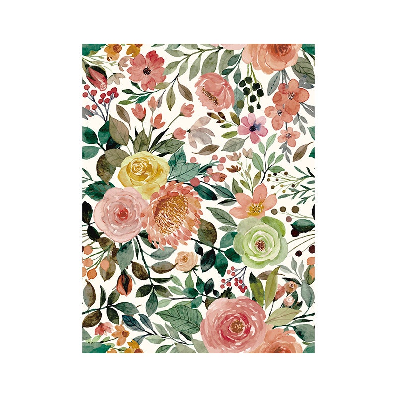 Nowoczesna tapeta akwarelowa z kwiatami, dekoracyjna tapeta tła, [szerokość 45 cm x 10 m długości], samoprzylepna naklejka ścienna, kolorowa biel