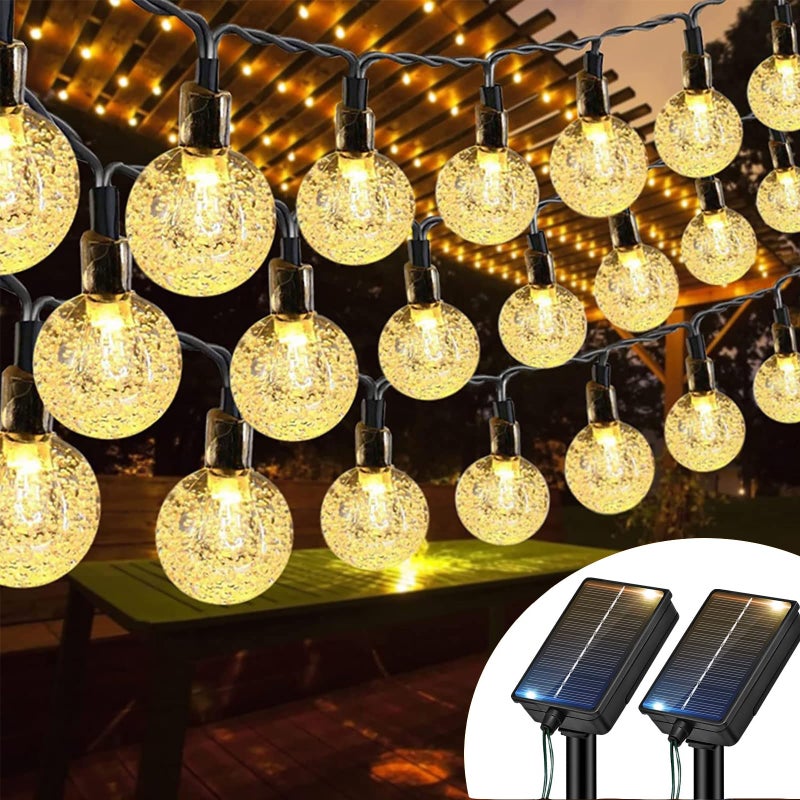 Zewnętrzna solarna girlanda świetlna o długości m solarna lampa ogrodowa z żarówkami LED odpowiednia do ogrodu światło białe ciepłe sztuk