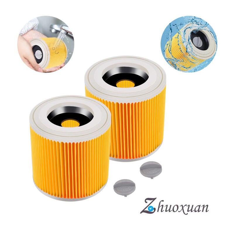 Zestaw 2 filtrów kartuszowych do Kärcher WD3 Premium, WD2, WD3, WD3P, MV2, MV3 - Filtr WD3 - Filtr zamienny do odkurzacza Kärcher 6.414-552.0