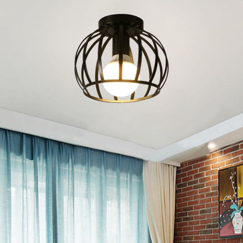 Lampa wisząca przemysłowa Klatka Metal Czarny 20cm Lampa sufitowa Vintage Retro