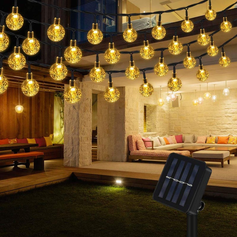 Zewnętrzna girlanda solarna 12M 100 LED, ciepła biała girlanda świetlna z 8 trybami i wodoodpornością IP65, idealna lampa dekoracyjna do domu i ogrodu