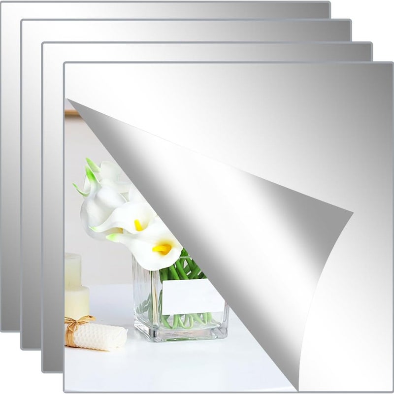 szt Naklejane Lustra Ścienne Elastyczne Kwadratowe Samoprzylepne Lustro PET Duża Dekoracyjna Naklejka Ścienna do Łazienki Salonu Sportowego