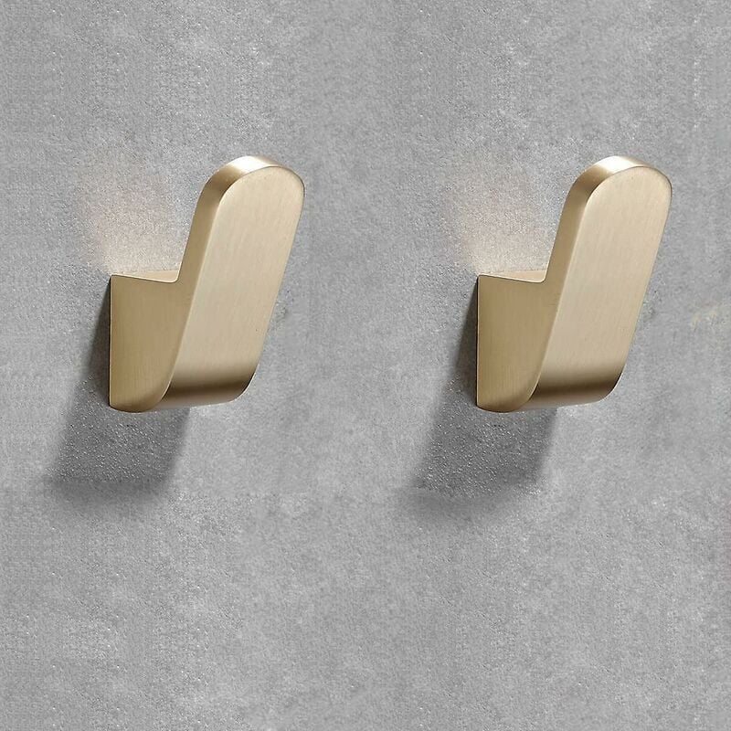 Prosty haczyk na ręcznik, haczyk do szafki kuchennej, haczyk na kapelusz, montaż ścienny, ze śrubami, złoty, 2 sztuki