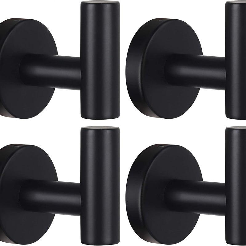 Haczyk na ręcznik kąpielowy, stal nierdzewna, wieszak, bez konieczności wiercenia, zestaw 4 sztuk (czarny)