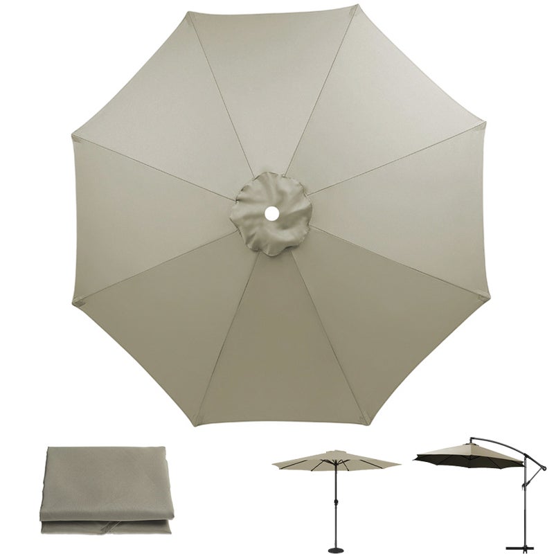 Płótno zamienne do parasola tarasowego, ochrona UV, wodoodporne, płótno parasola z 8 prętami (tylko płótno parasola, 2,7 m)