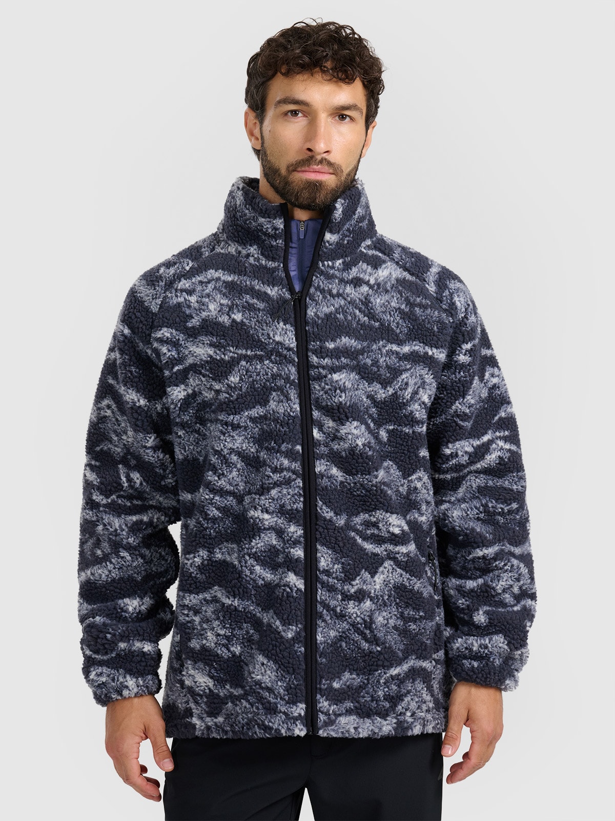 4F Polar sherpa oversize ze stójką uniseks - granatowy M