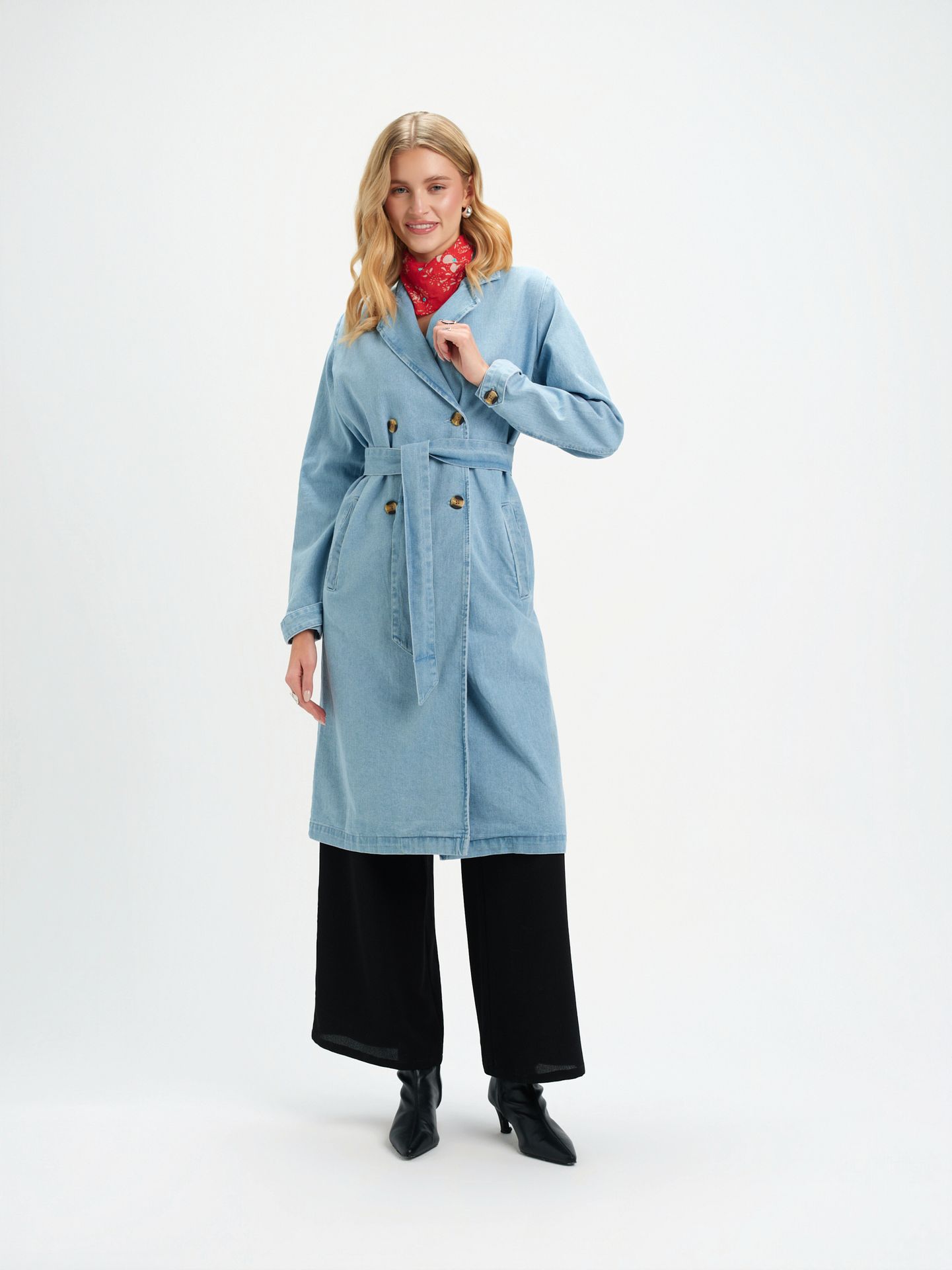 Płaszcz damski niebieski - SPZ0663NI płaszcz - TOP SECRET - Odzieżowy sklep internetowy TOP SECRET