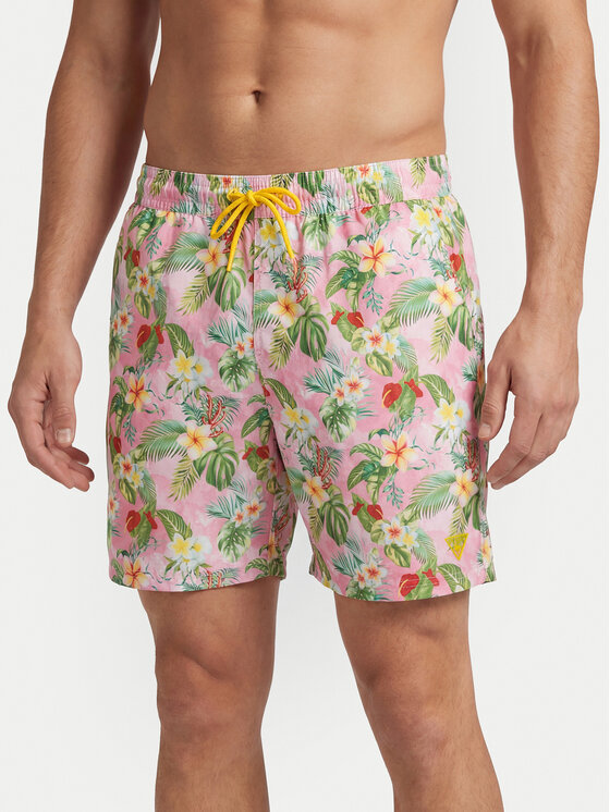Guess Szorty kąpielowe F6GT21 WG282 Różowy Regular Fit
