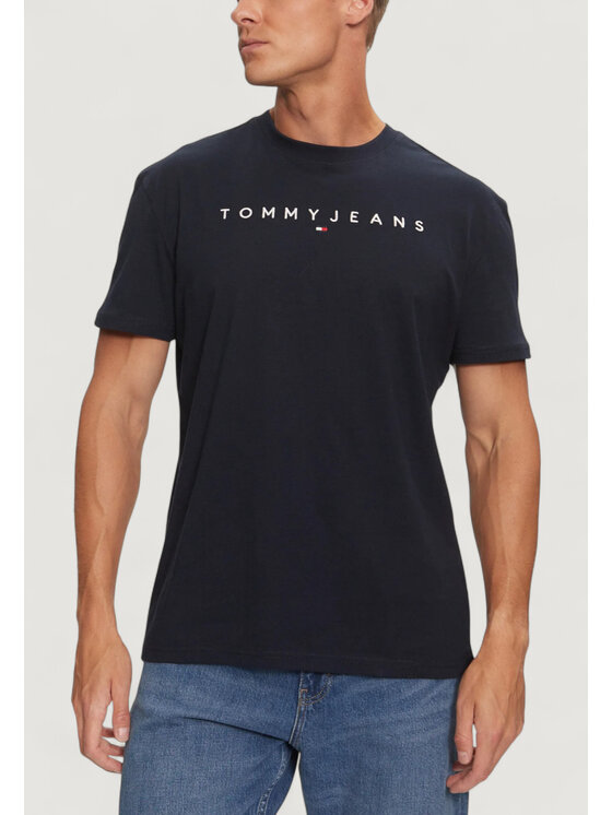 Tommy Jeans T-Shirt Linear Logo DM0DM20744 Granatowy Regular Fit