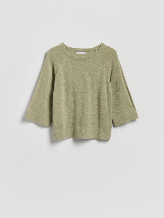 Reserved - Gładki sweter - jasnozielony