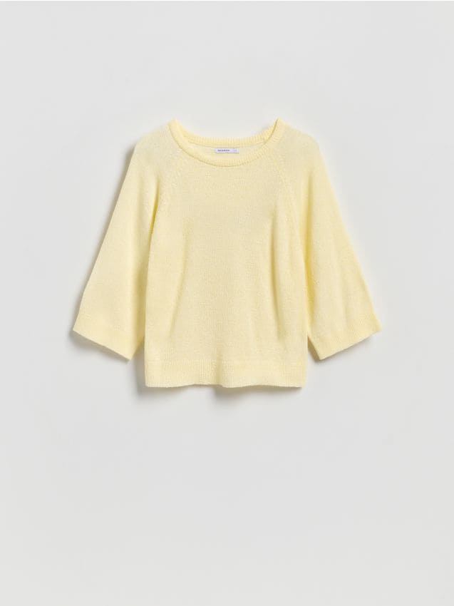 Reserved - Gładki sweter - jasnożółty