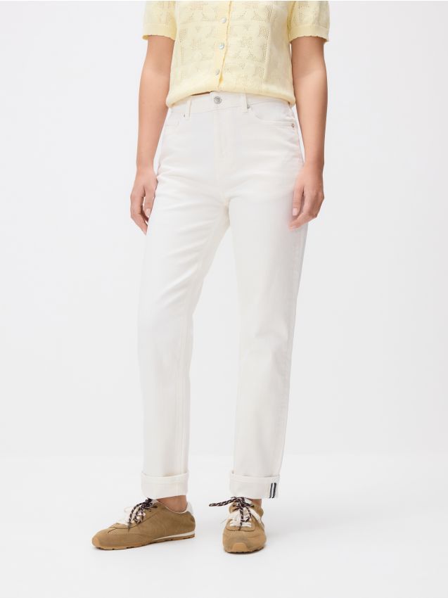 Reserved - Jeansy Boyfriend - biały