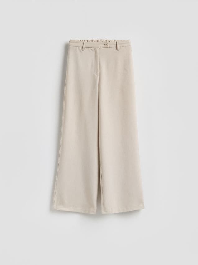 Reserved - Spodnie z szerokimi nogawkami - beżowy