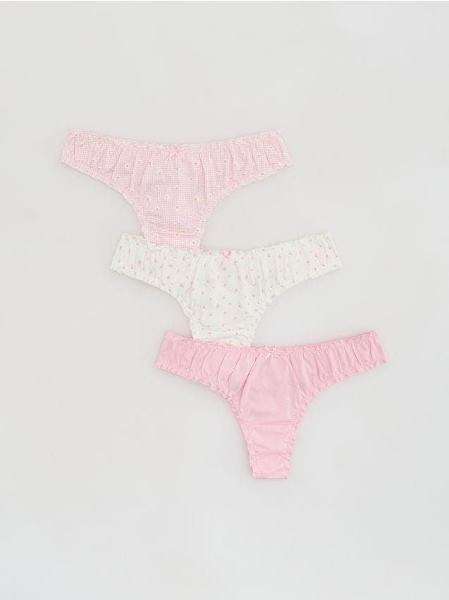 Reserved - Wzorzyste majtki stringi 3 pack - różowy