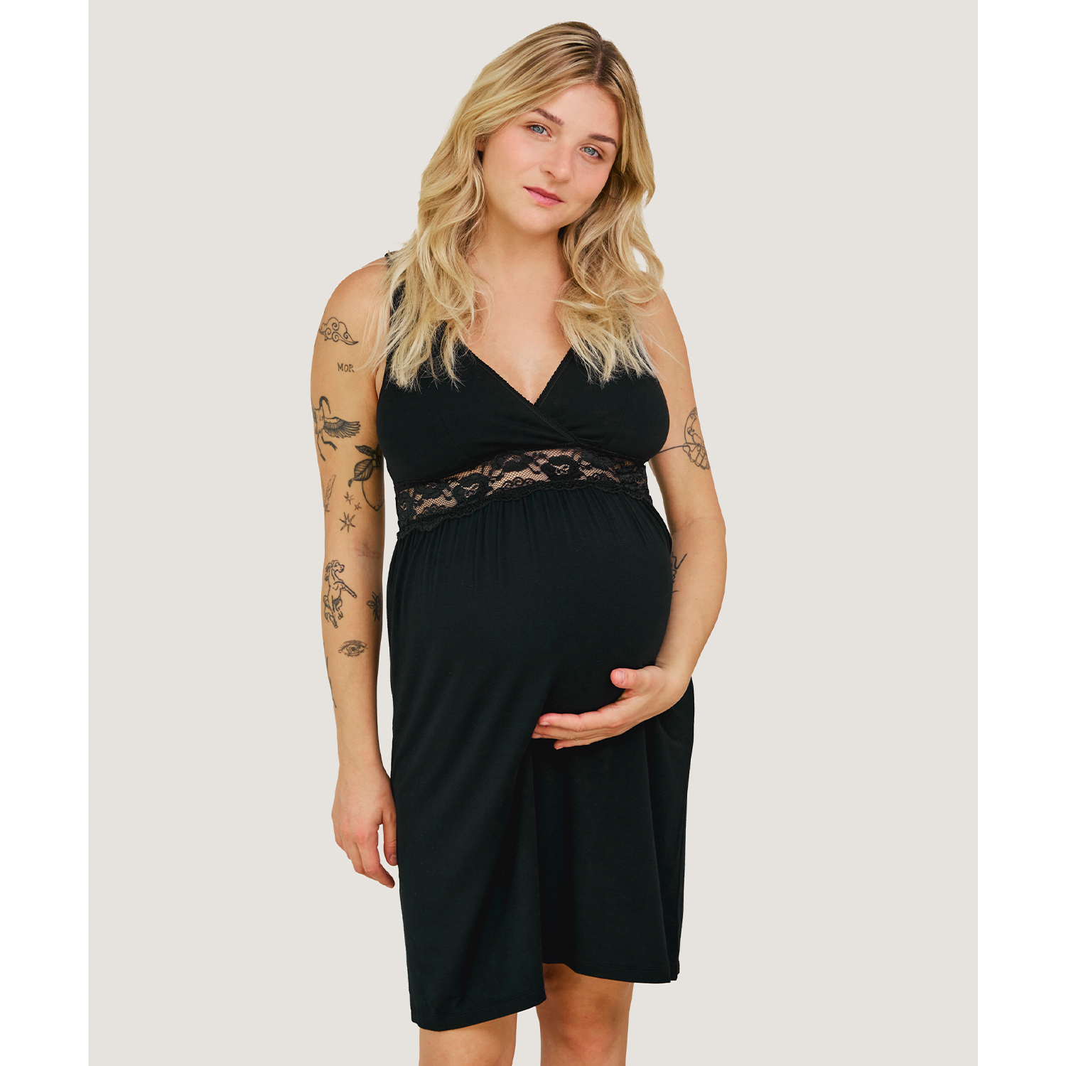 Carriwell, koszula nocna ciążowa i do karmienia, czarna, rozmiar L