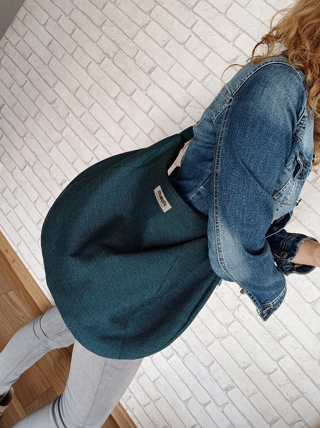 Duża torba worek boho turkusowa XXL na ramię