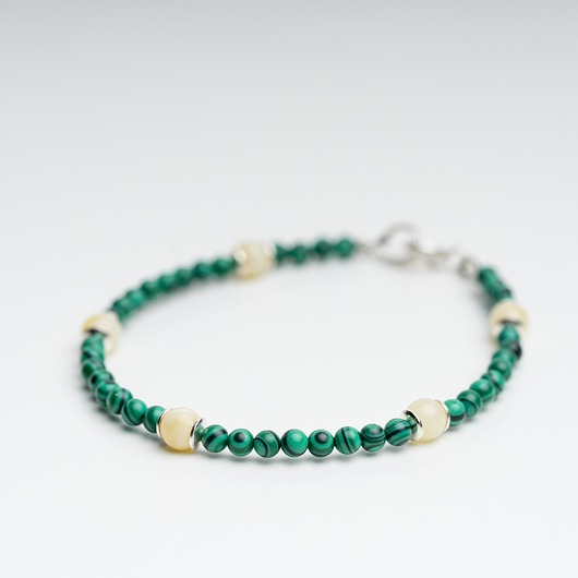 Bransoletka RÓWNOWAGA z malachitu i bursztynu