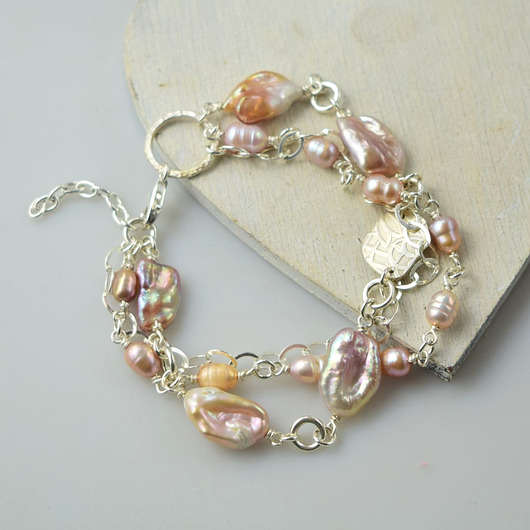 Perły w srebrze - bransoletka