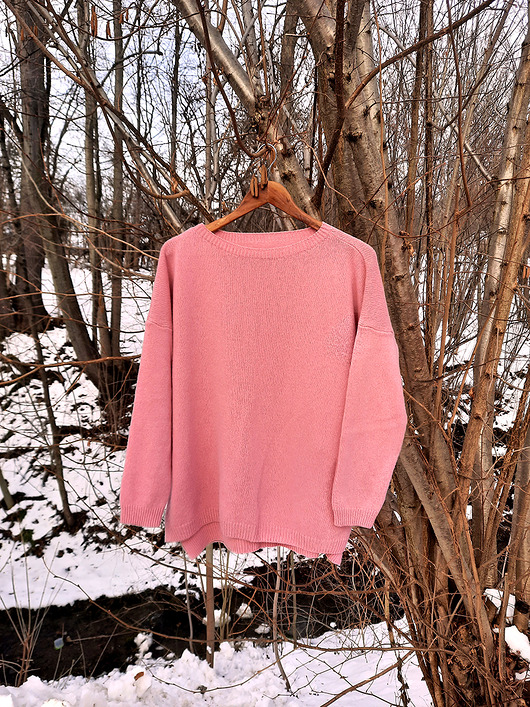Sweter z kaszmiru 100% różowy gładki kaszmirowy sweter over size