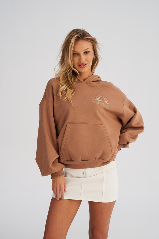 Bluza z kapturem PUFFA Orzech damska