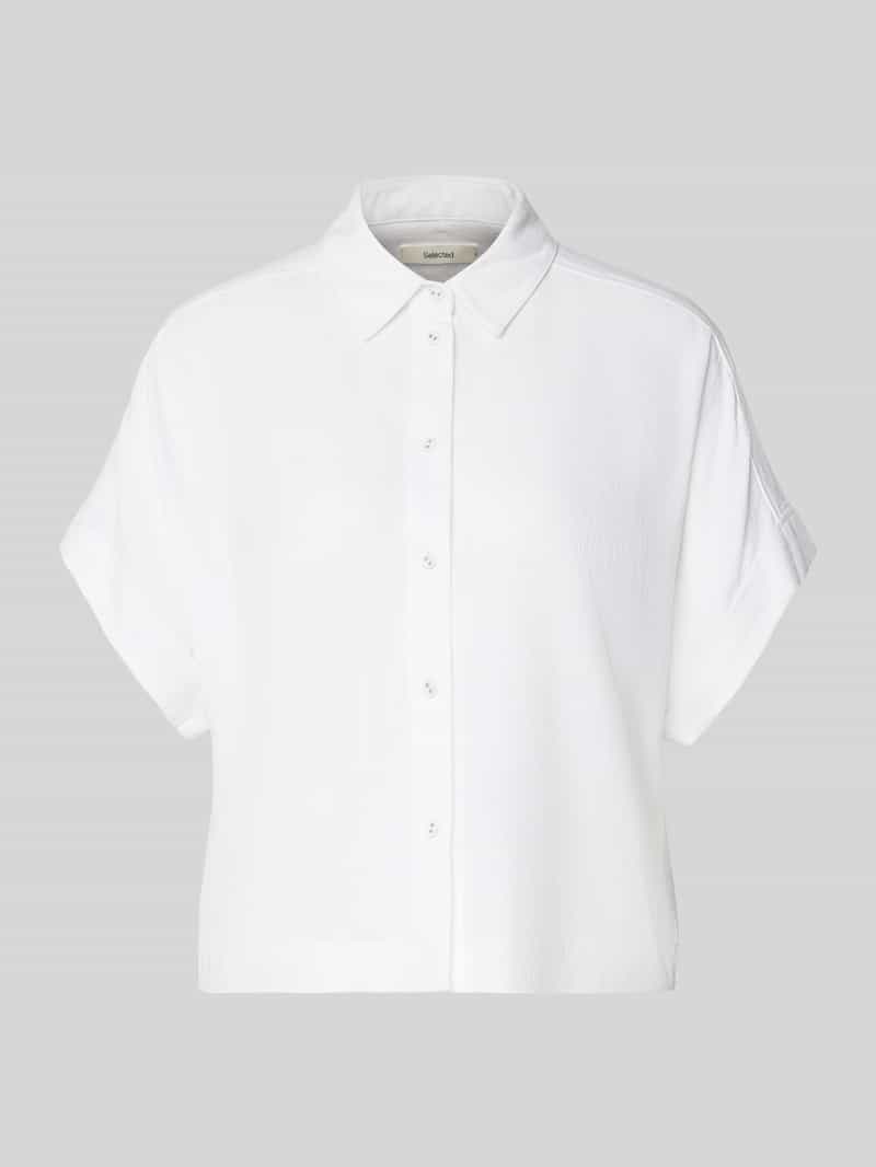 Bluzka z mieszanki wiskozy i lnu, krój regular fit, model 'VIVA'