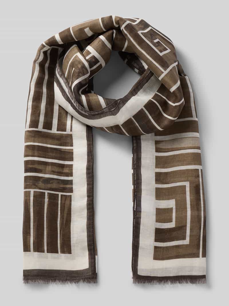 Szal z mieszanki lnu z frędzlami na zakończeniu