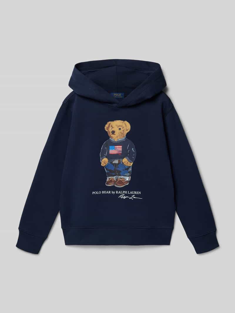 bluza z kapturem o kroju regular fit z nadrukiem polo bear
