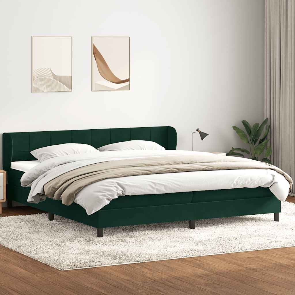 VidaXL Łóżko typu Box Spring z materacami Ciemnozielone 180x220 cm